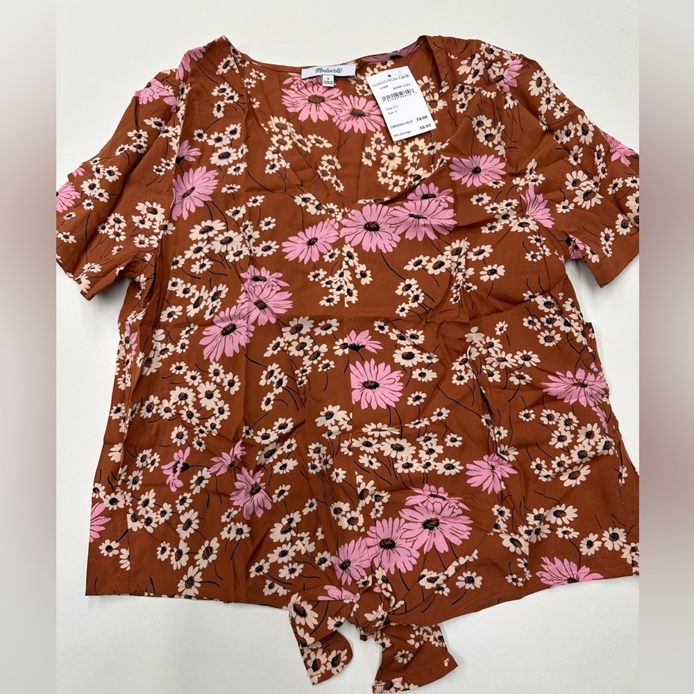 NWT madewell Novel Tie-Front Top in Hillside Daisies size S L1558